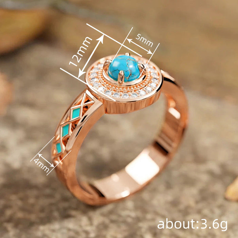 Turquoise Ethnic Zircon Ring