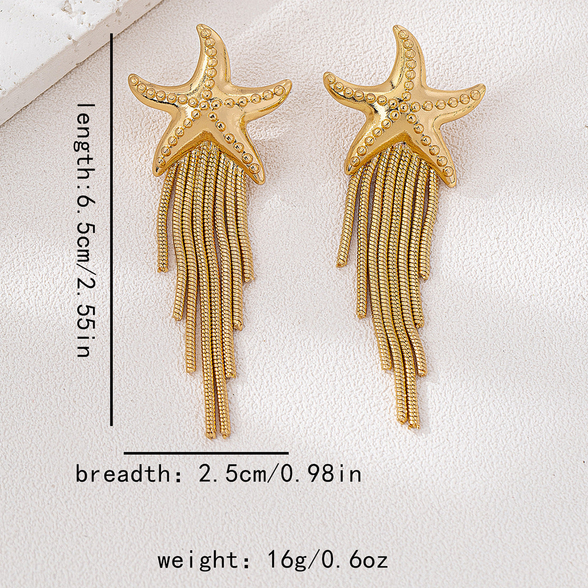 Starfish Tassel Earrings in Gold