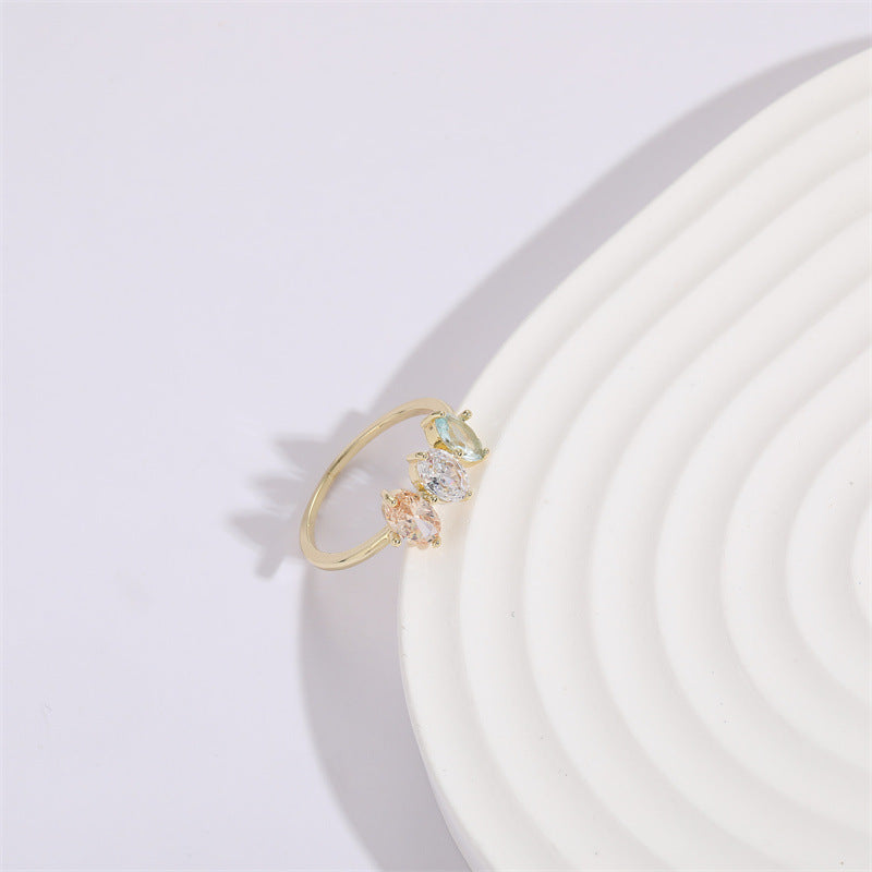 Tricolor Zircon Horse Eye Ring