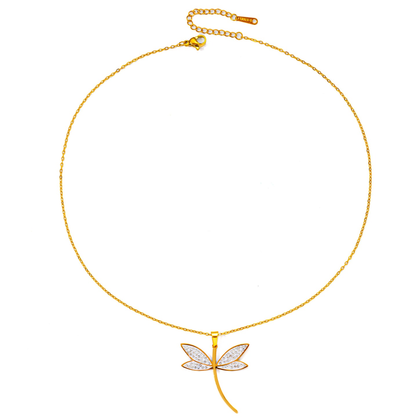 Elegant Dragonfly Zircon Necklace