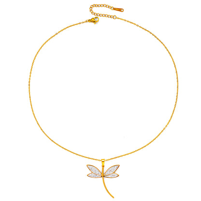 Elegant Dragonfly Zircon Necklace