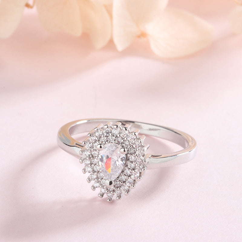 Elegant Silver Diamond Drip Ring