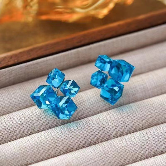 Geometric Crystal Cube Earrings
