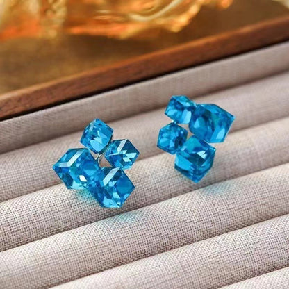 Geometric Crystal Cube Earrings