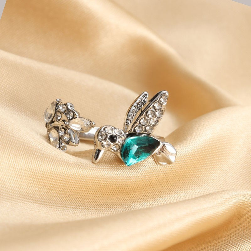 Green Hummingbird Adjustable Ring