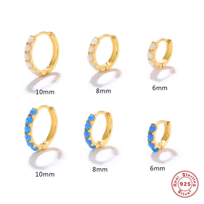 Opal Diamond Silver Earrings