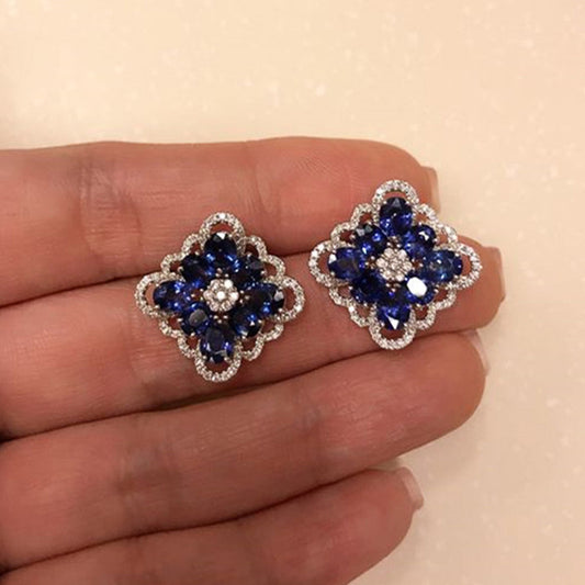 Elegant Blue Flower Earrings
