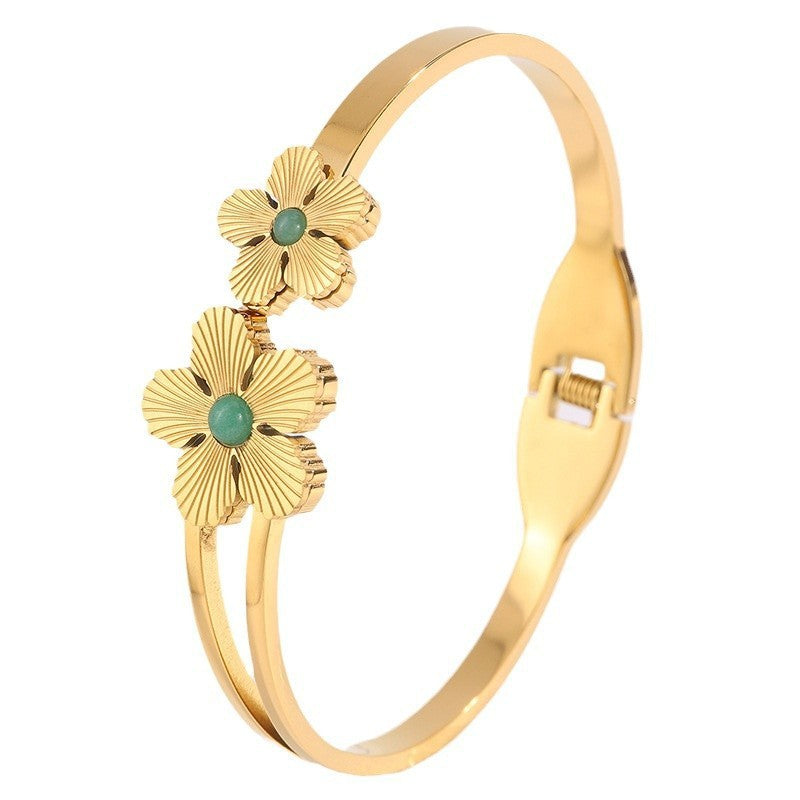 Personalized Flower Stainless Steel Bracelet
