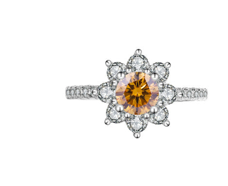 Flower Diamond Moissanite Ring