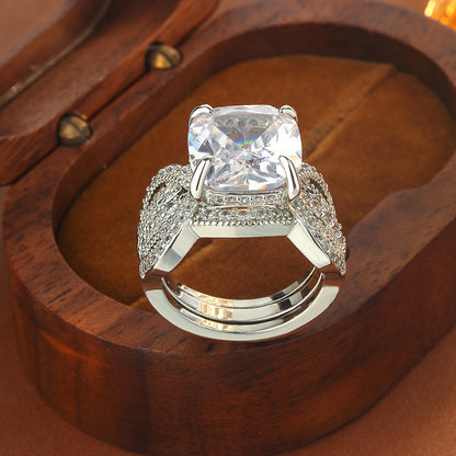 Elegant Rhinestone Square Ring