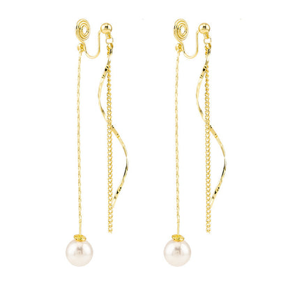 Elegant Pearl Tassel Ear Clips