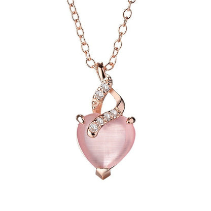 Heart-Shaped Pink Crystal Necklace