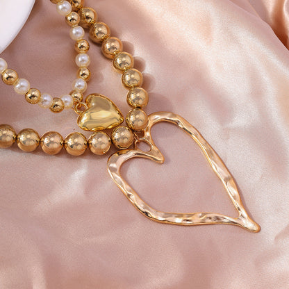 Heart Charm Beaded Necklace Set