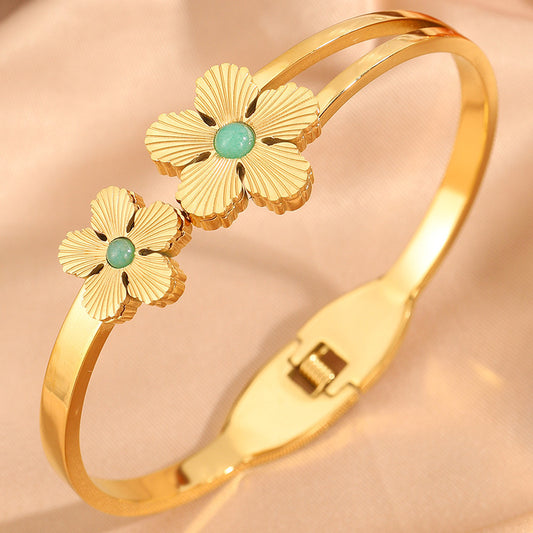 Personalized Flower Stainless Steel Bracelet