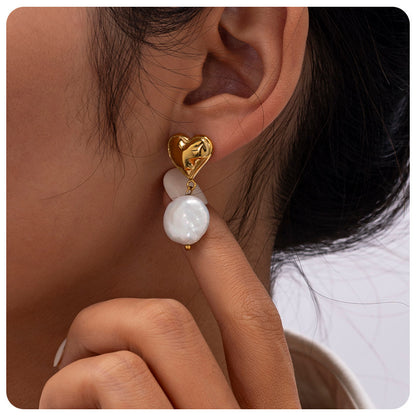Heart Baroque Pearl Earrings