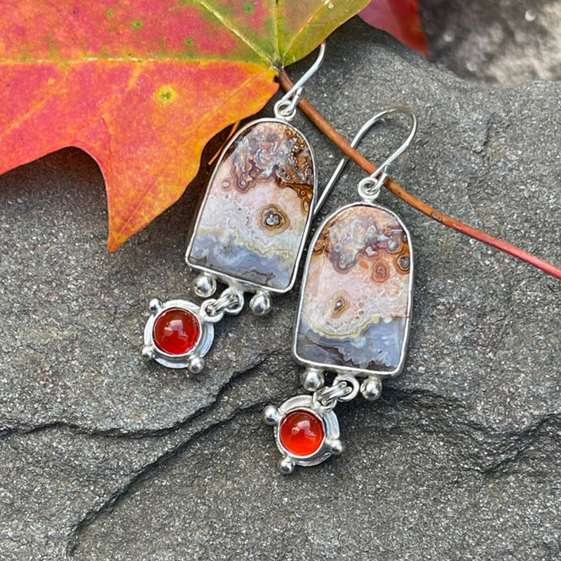 Retro Geometric Enamel Earrings