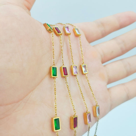 Colorful Rectangular Gem Bracelet