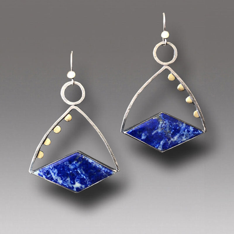 Retro Geometric Enamel Earrings
