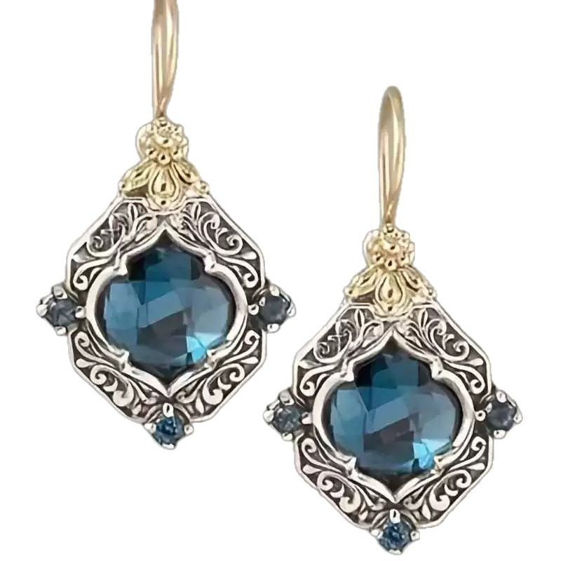Vintage Sapphire Carved Earrings