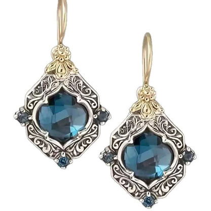 Vintage Sapphire Carved Earrings