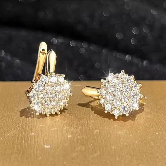 French Flower Zircon Earrings