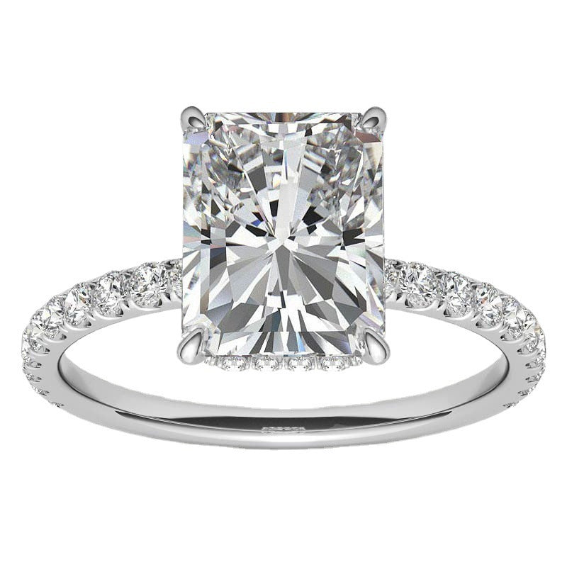Radiant Moissanite Silver Ring