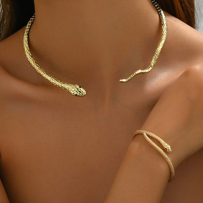 Elegant Snake Necklace Bracelet Set