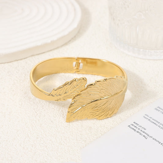 Elegant Leaf Titanium Bracelet