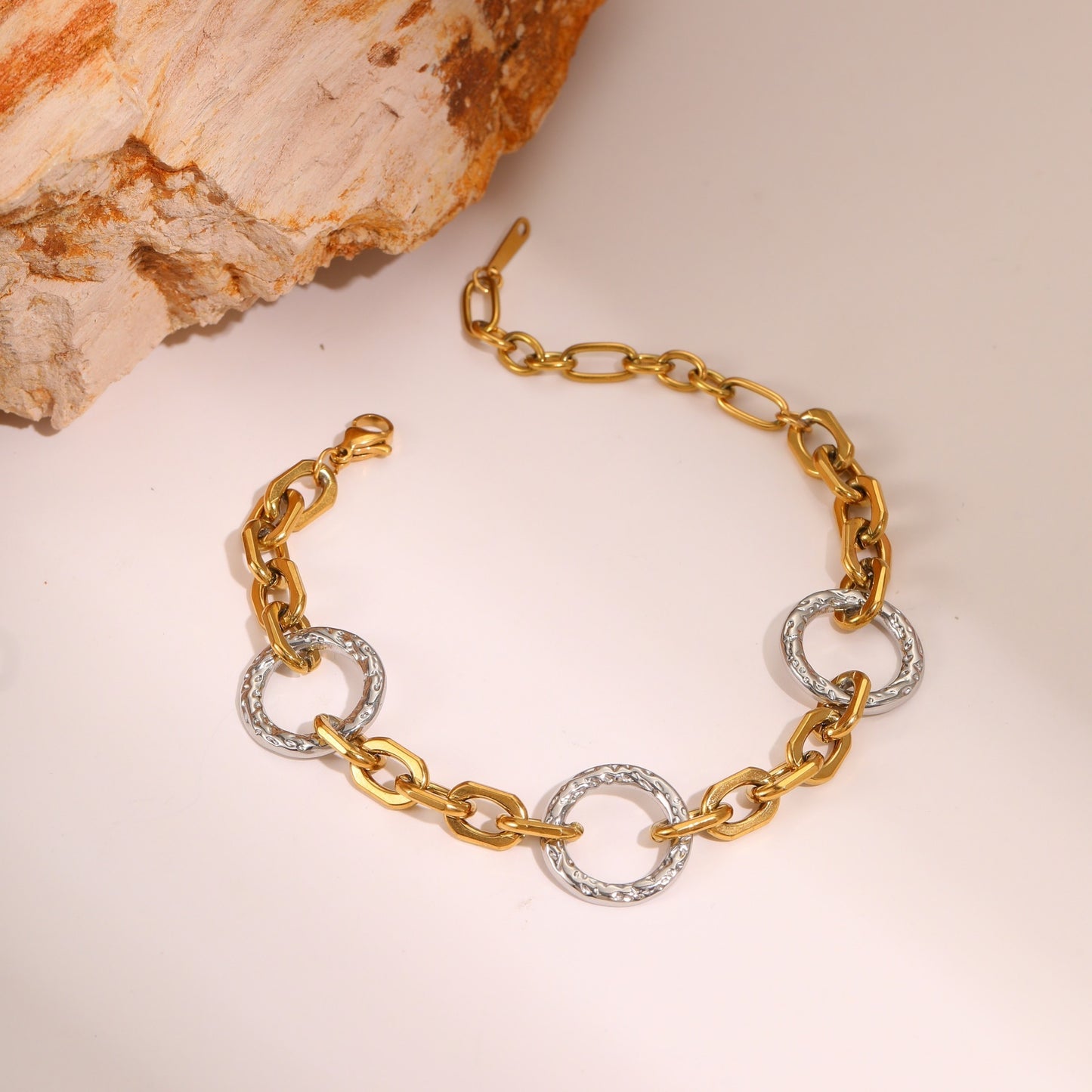 Elegant Gold and Silver Necklace Bracelet Set