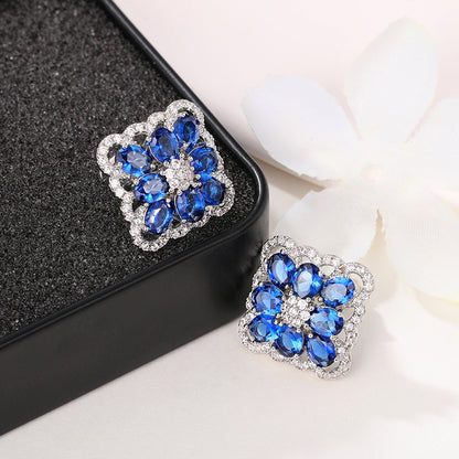 Elegant Blue Flower Earrings