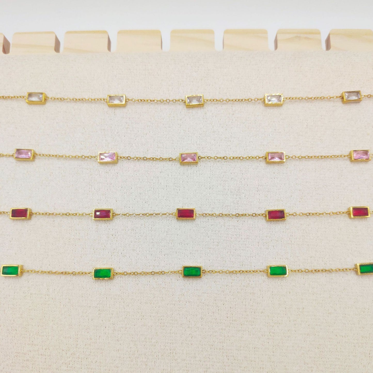 Colorful Rectangular Gem Bracelet