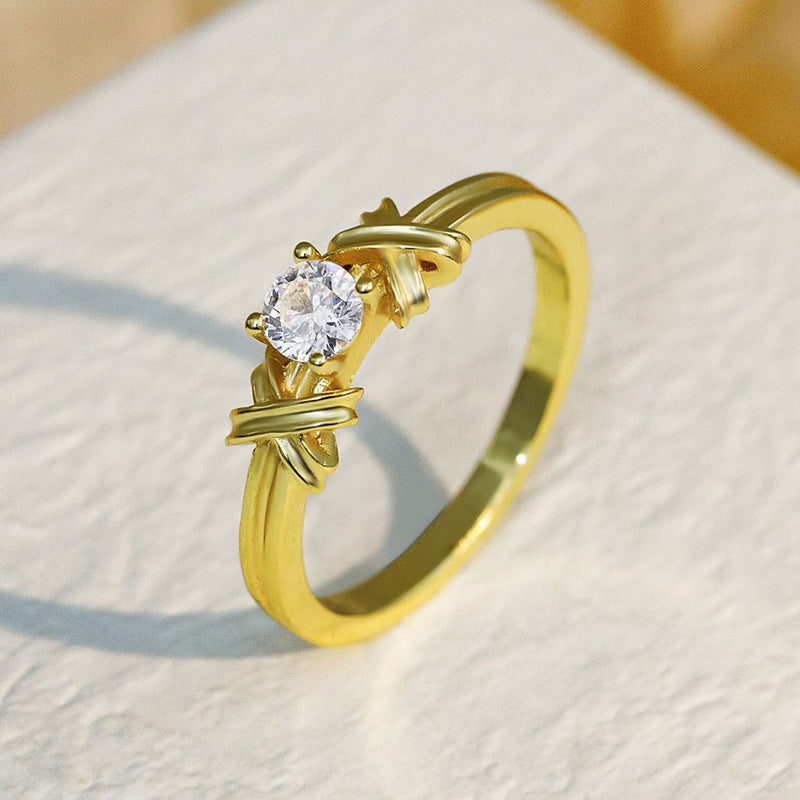 Elegant Zircon Geometric Ring