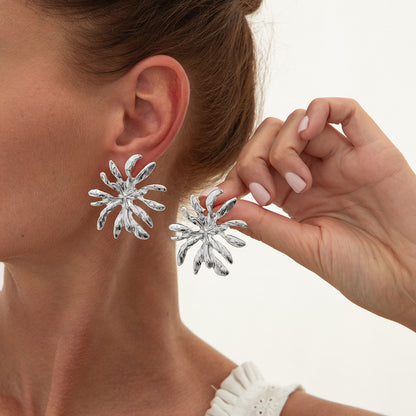 Liquid Metal Flower Earrings