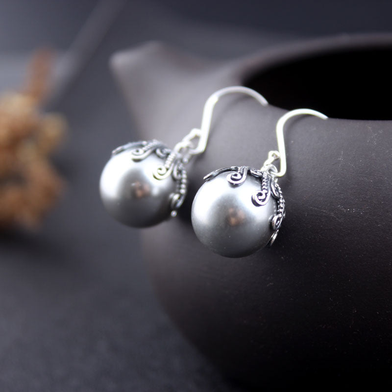 Retro Ethnic Shell Pearl Earrings