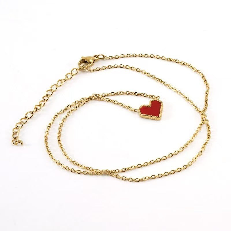 Red Peach Heart Necklace