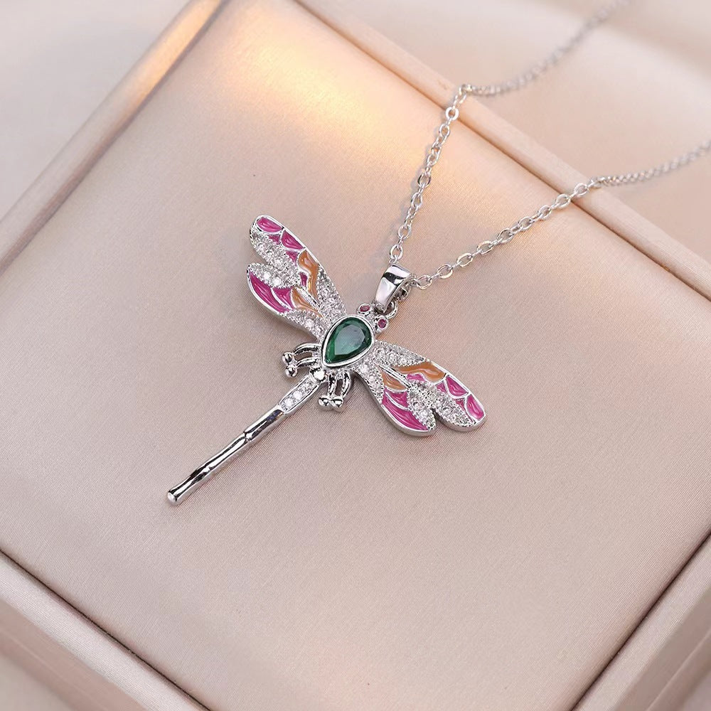 Colorful Dragonfly Pendant Necklace