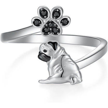 Elegant Adjustable Pug Ring
