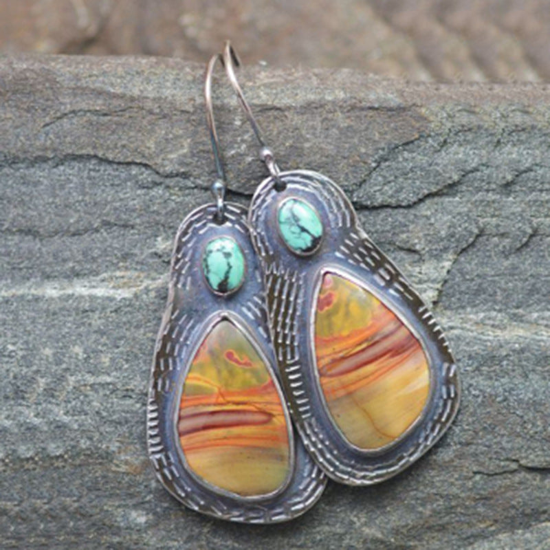 Retro Geometric Enamel Earrings