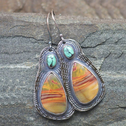 Retro Geometric Enamel Earrings
