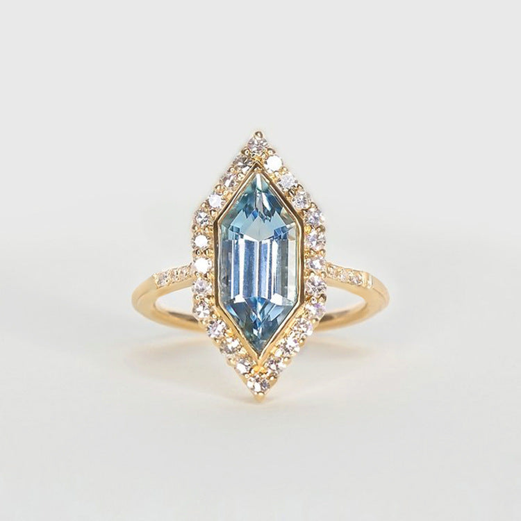 Inlaid Sea Blue Topaz Ring