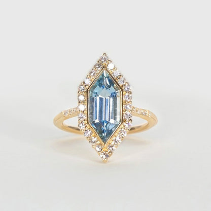 Inlaid Sea Blue Topaz Ring