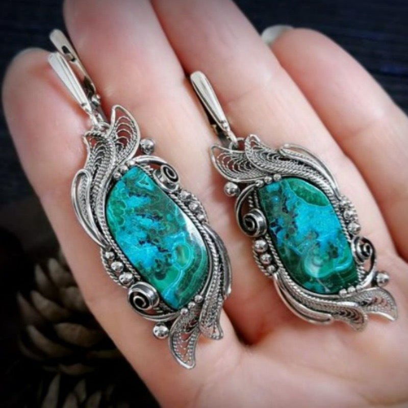 Retro Geometric Enamel Earrings