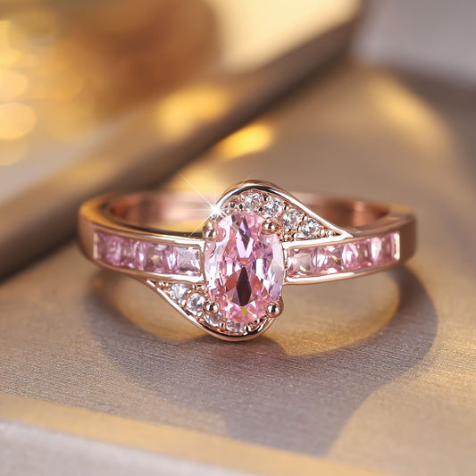 Elegant Pink Crystal Ring