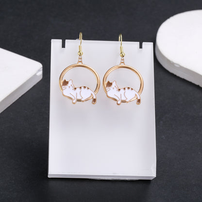 Whimsical Cat Earrings in Gold