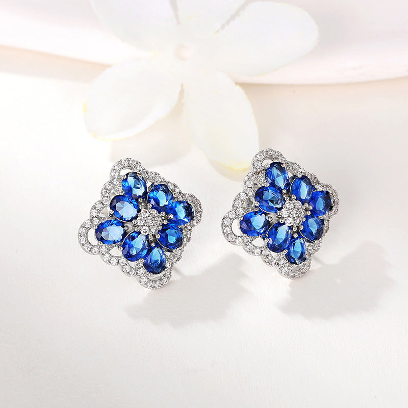 Elegant Blue Flower Earrings