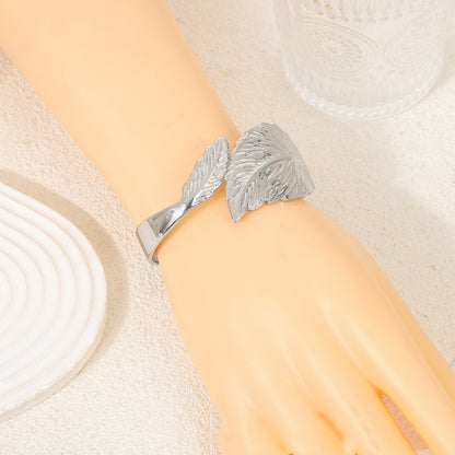 Elegant Leaf Titanium Bracelet