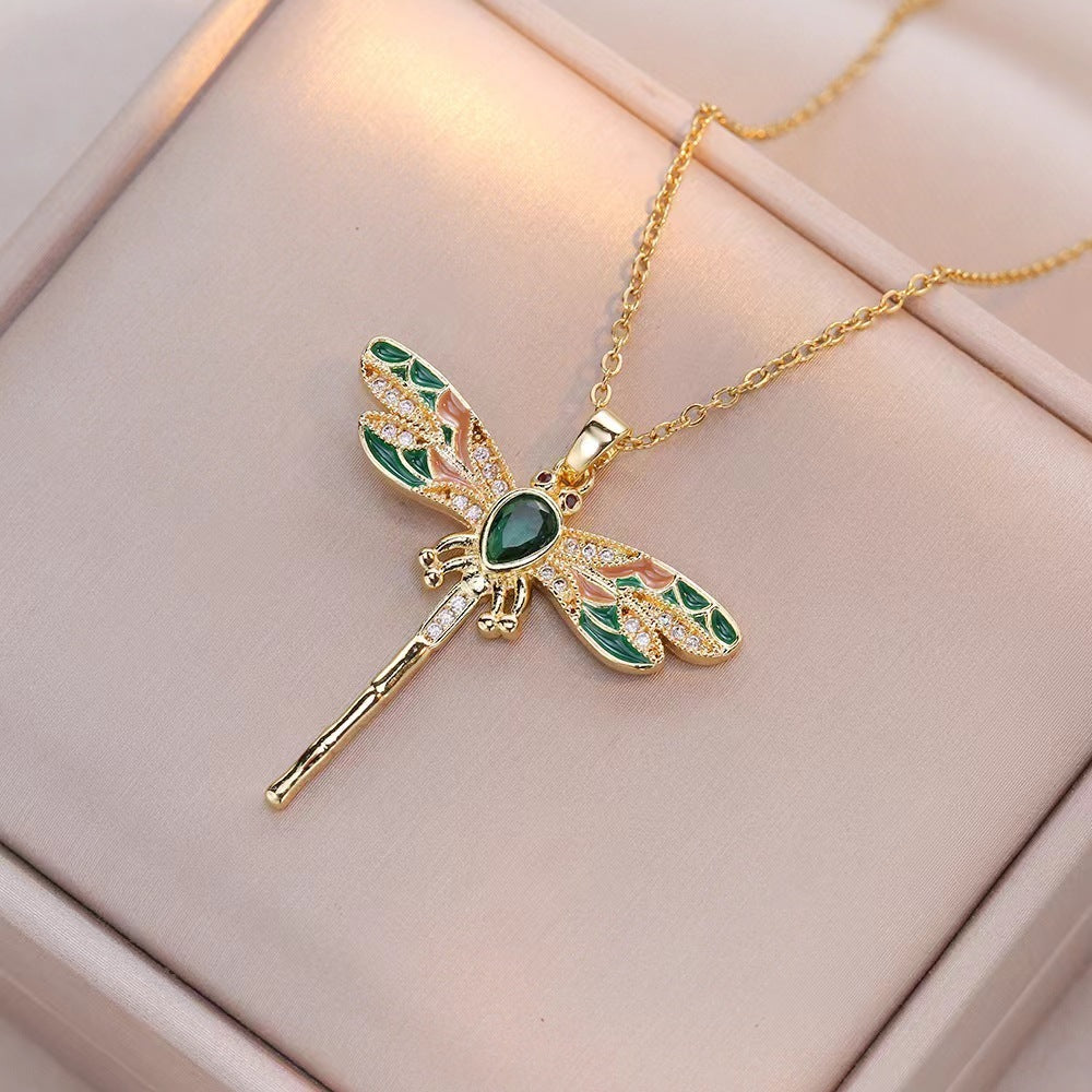 Colorful Dragonfly Pendant Necklace
