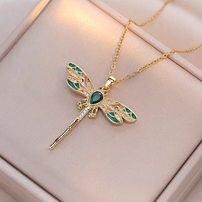 Colorful Dragonfly Pendant Necklace
