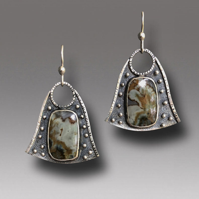 Retro Geometric Enamel Earrings
