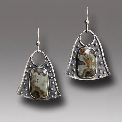 Retro Geometric Enamel Earrings